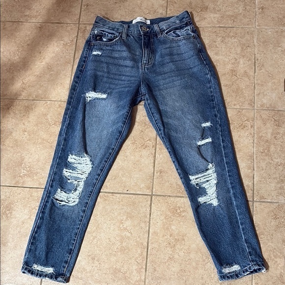 KanCan Denim - KanCan Blue Boyfriend Jeans Distressed High Waist